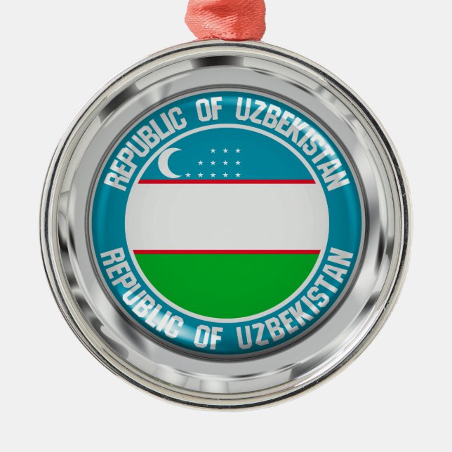 Adorno Metálico Emblema redondo de Uzbekistán (Frente)