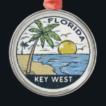 Adorno Metálico Emblema vintage de Key West Florida<br><div class="desc">Diseño clave de arte vectorial occidental. Key West,  una ciudad insular de los Estados Unidos,  es parte del archipiélago de los Cayos de Florida.</div>