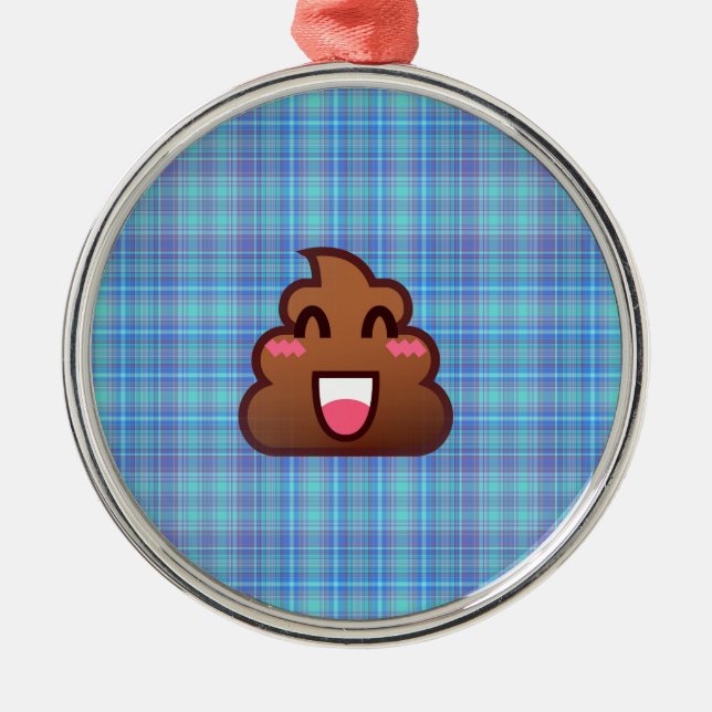 Adorno Metálico emoji de caca de plaid (Frente)