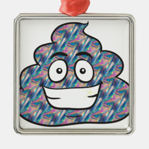 Adorno Metálico emoji de caca holográfica