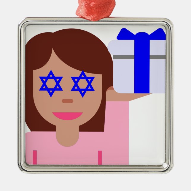 Adorno Metálico emoji de giro de pelo de chanukkah (Frente)