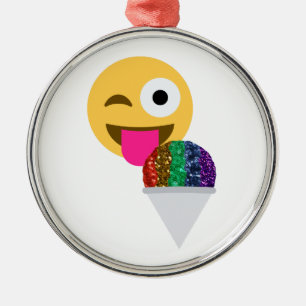Adorno Metálico emoji de guiño purpurina