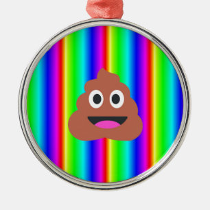 Adorno Metálico emoji de popó arco iris