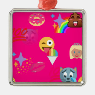 Adorno Metálico emoji rosa caliente