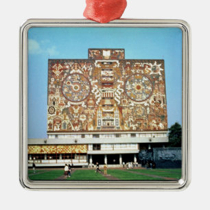 Adorno Metálico Emparede el mosaico en la fachada de la biblioteca