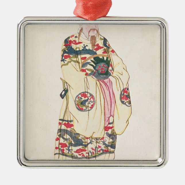 Adorno Metálico Emperador chino en traje ceremonial (Frente)