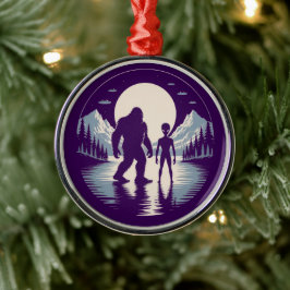 Adorno Metálico Encuentro Paranormal de Navidad con Bigfoot OVNI A
