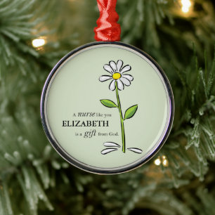Adorno Metálico Enfermera Cumpleaños Religiosa Verde Daisy Persona