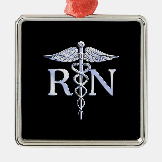Adorno Metálico Enfermera inscrita RN Caduceus estilo serpientes e (Frente)