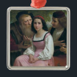 Adorno Metálico Entre la riqueza y el amor (por Bouguereau)<br><div class="desc">Este diseño presenta un cuadro del artista francés William-Adolphe Bouguereau (1825-1905). Representa a una joven que ha sido cortejada y romanizada por dos potenciales pretendientes. Uno de los caballeros es un anciano que es rico y está ofreciendo sus costosos regalos. El hombre rico tiene una cadena de oro alrededor de...</div>
