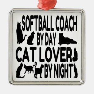 Adorno Metálico Entrenador de Softball Cat Lover
