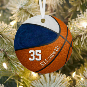Adorno Metálico equipo blanco azul colores chica jugador de balonc