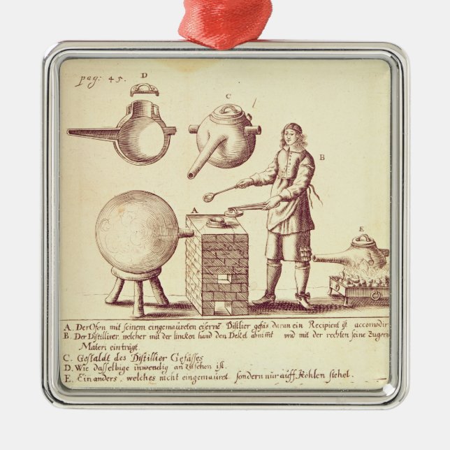 Adorno Metálico Equipo de destilación (Frente)