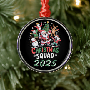 Adorno Metálico Equipo de Navidad Personalizado 2025 Familia Santa