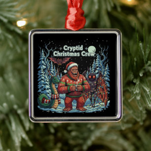 Adorno Metálico Equipo Divertido de Cryptidos Navideños Bigfoot,