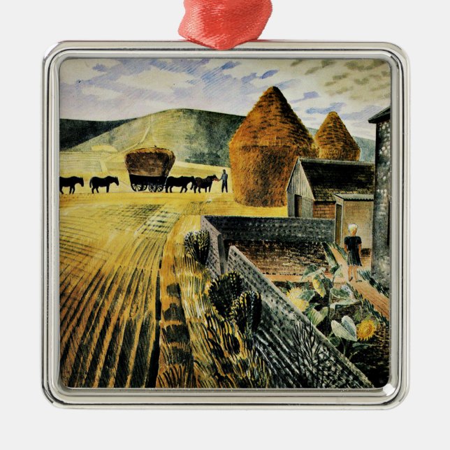 Adorno Metálico Eric Ravilious - Furlongs, pintura famosa, (Frente)
