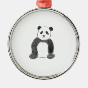 Adorno Metálico Esbozo de panda blanco y negro