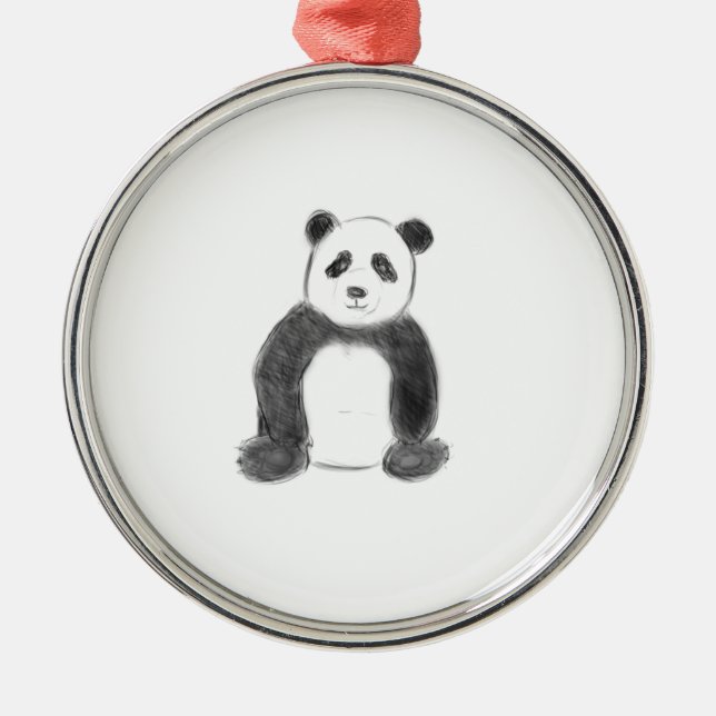 Adorno Metálico Esbozo de panda blanco y negro (Frente)