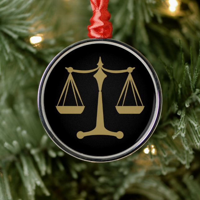 Adorno Metálico Escalas de oro de la justicia | Regalos de ley (Árbol)
