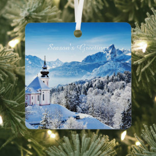 Adorno Metálico Escena de invierno personalizada