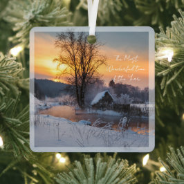 Adorno Metálico Escena de invierno personalizada de Navidad