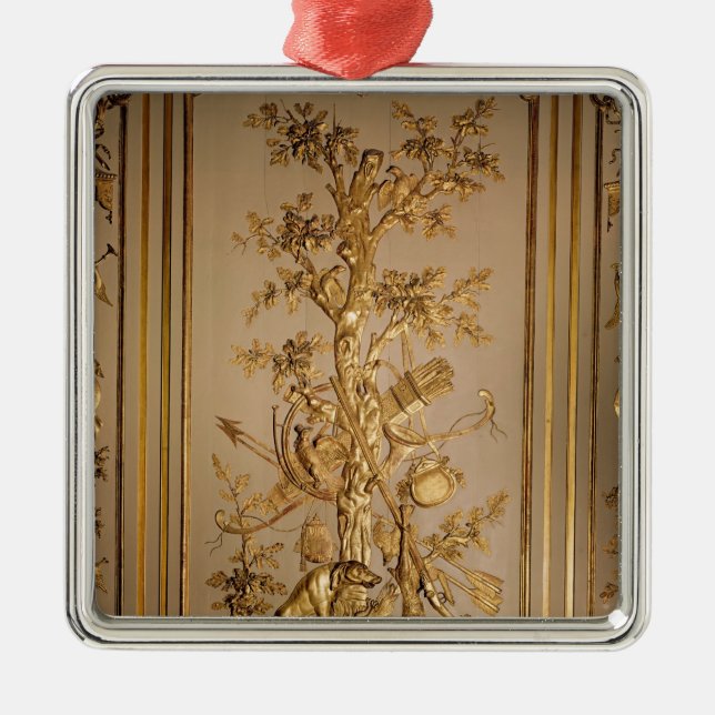 Adorno Metálico Escena de la caza, revestimiento de madera de (Frente)