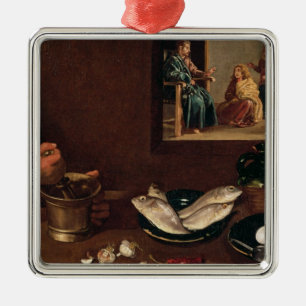 Adorno Metálico Escena de la cocina con Cristo