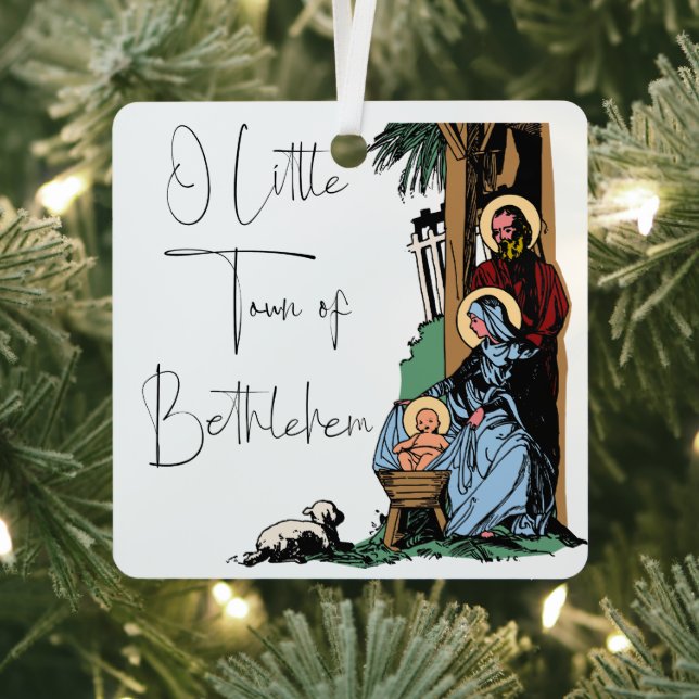 Adorno Metálico Escena de la Natividad - 'O pueblo pequeño de Belé (in situ)