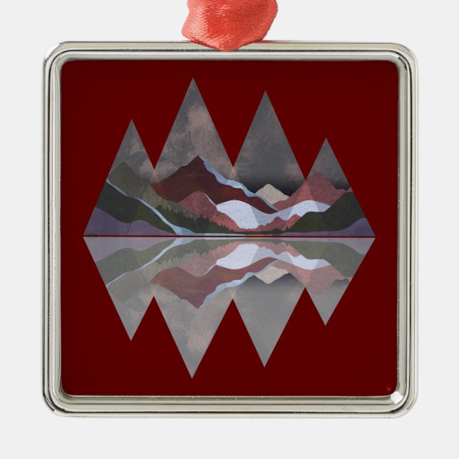 Adorno Metálico Escena de montaña geométrica (Frente)