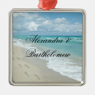 Adorno Metálico Escena de playa tropical personalizada Keepsake