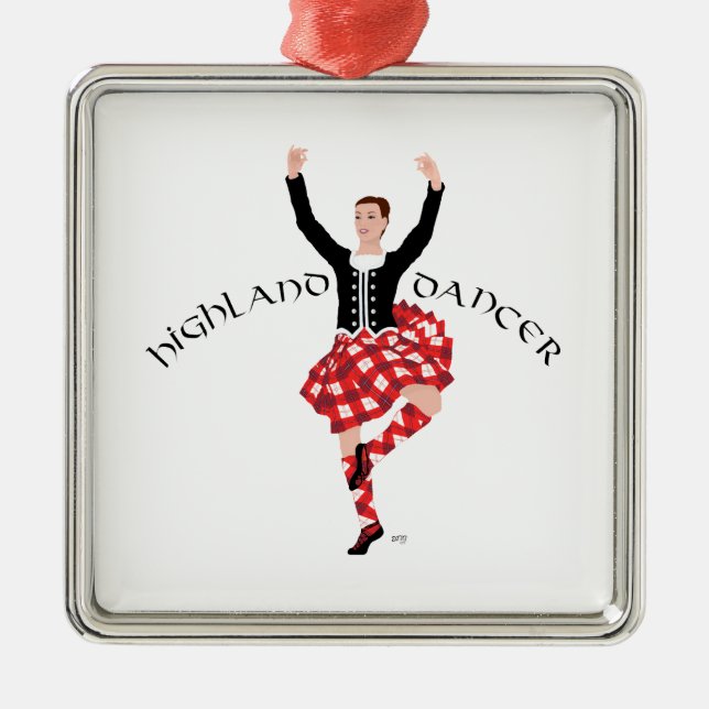 Adorno Metálico Escocia Highland Fling - Red Plaid (Frente)