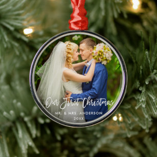 Adorno Metálico Escritura moderna del cepillo el nuestro primer