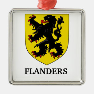 Adorno Metálico Escudo de Armas de Flandes León Heraldico