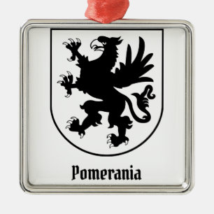 Adorno Metálico Escudo de Armas de Pomerania Blanco y Negro Heráld