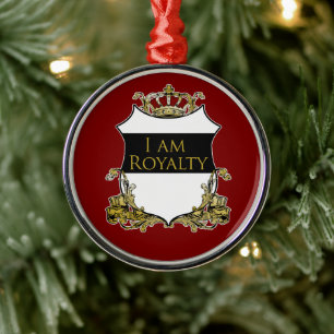 Adorno Metálico Escudo de Corona Real Lujo Rojo Oscuro