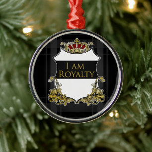 Adorno Metálico Escudo de Corona Real Negro Cuadros Gris Luxe