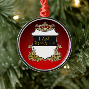 Adorno Metálico Escudo de Corona Real Negro Rojo Gradiente Luxe