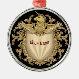 Adorno Metálico Escudo de Unicornio