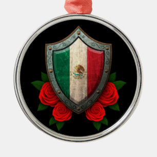 Adorno Metálico Escudo gastado de la bandera mexicana con los