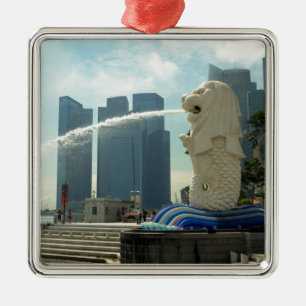 Adorno Metálico Escultura Merlion Singapur