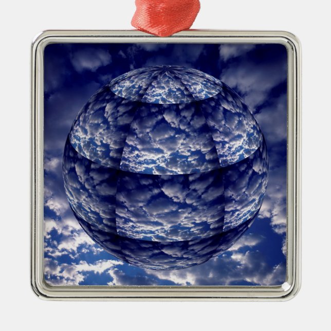 Adorno Metálico Esfera 3D de nube abstracta (Frente)