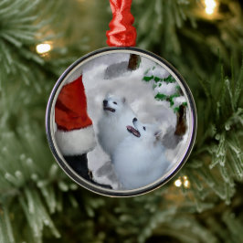 Adorno Metálico Eskimo Dog Estadounidense Con Navidades Santa
