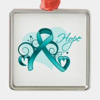 Adorno Metálico Esperanza floral de la cinta - cáncer ovárico
