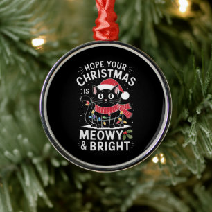 Adorno Metálico Espero Que Tu Navidad Sea Feliz y Brillante Gato N
