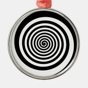 Adorno Metálico Espiral hipnótico negro y blanco