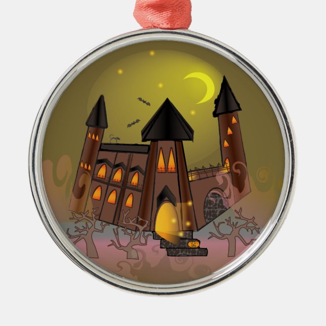 Adorno Metálico Espumosa casa de brujas de Halloween y castillo de (Frente)