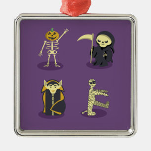 Adorno Metálico Esqueleto de Halloween Drácula Momia Segador Sinie