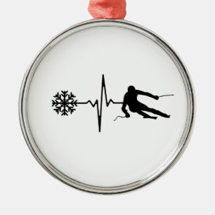 Adorno Metálico Esquí - Regalo de esquí de ritmo cardíaco