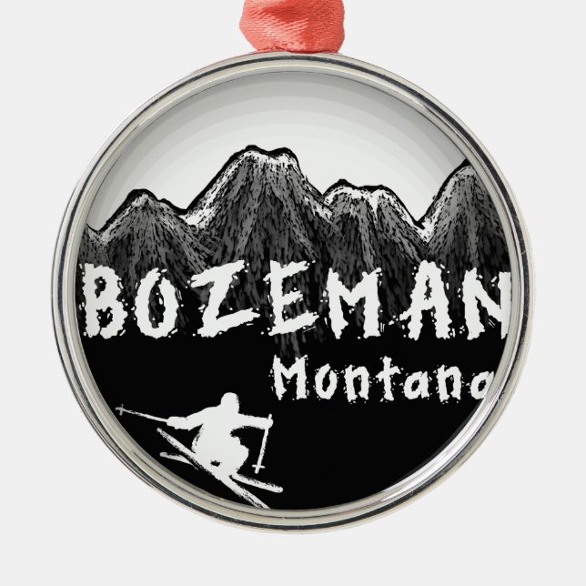 Adorno Metálico Esquiador artístico de Bozeman Montana (Frente)