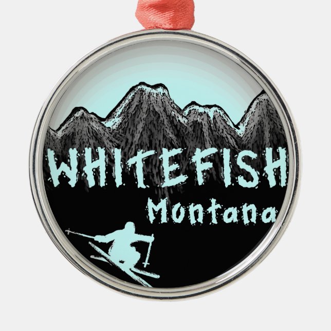 Adorno Metálico Esquiador artístico de Montana del pescado blanco (Frente)